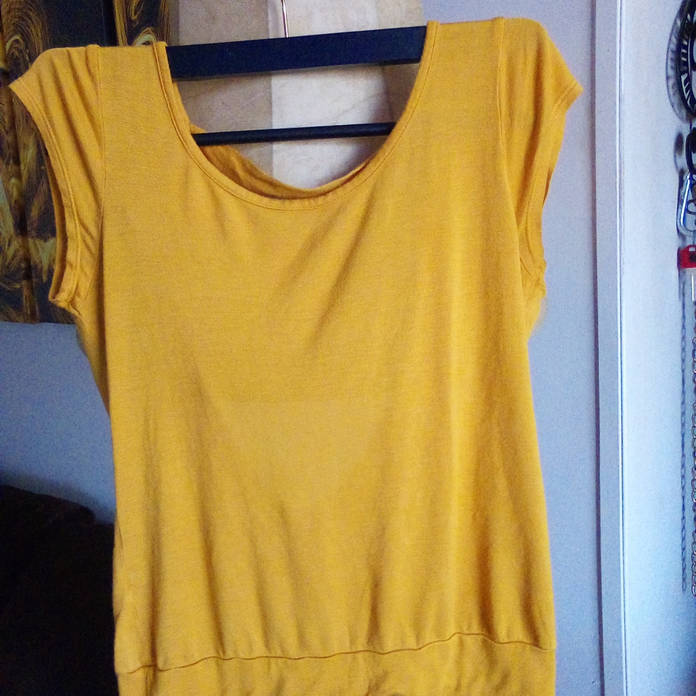 Shasa Yellow Fitted Cap Sleeve Blouse
